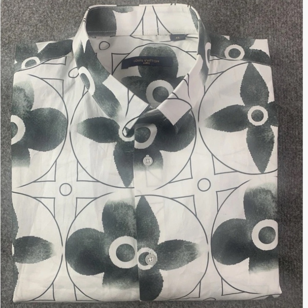 Louis Vuitton Paris Men Cotton Blend Long Sleeve Monogram Shirt Size XL